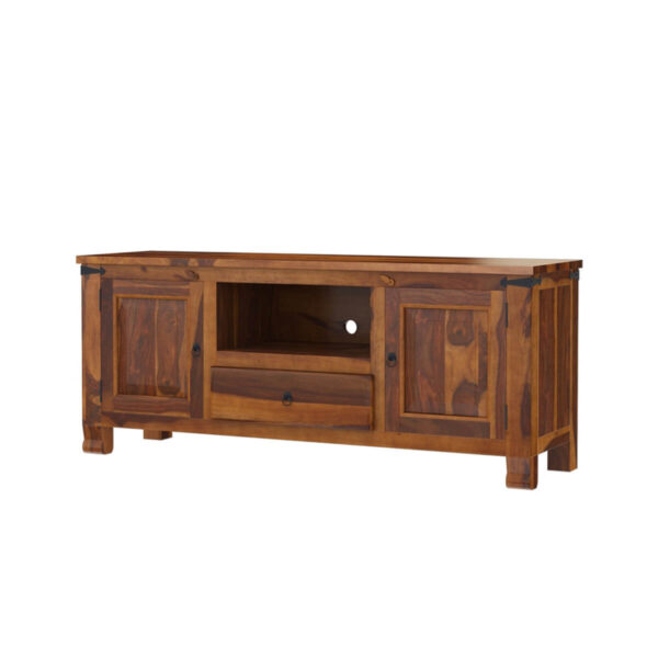 Polara solid wood tv console in natural finish