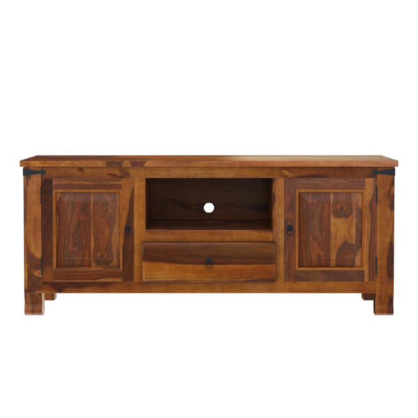 Polara solid wood tv console in natural finish - Image 2