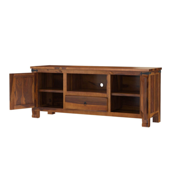 Polara solid wood tv console in natural finish - Image 3