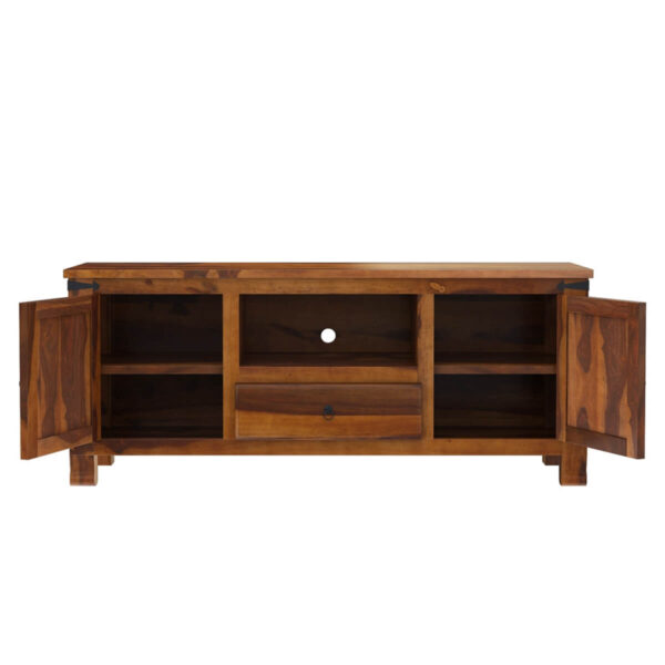 Polara solid wood tv console in natural finish - Image 4