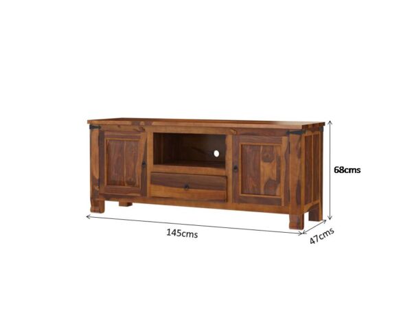 Polara solid wood tv console in natural finish - Image 7